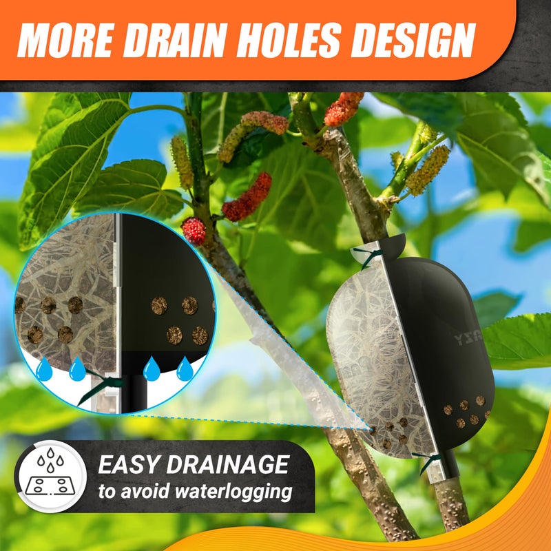 PAMAZY [Upgraded] 9Pcs Tree Root Growing Box with Drain Holes  Half Transparent Plant Rooting Propagation Ball & Metal Core Twist Ties  for Fast Propagation Plants (size M) - Image 2